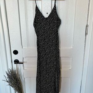 a new day Black and White Heart Print Midi Dress
